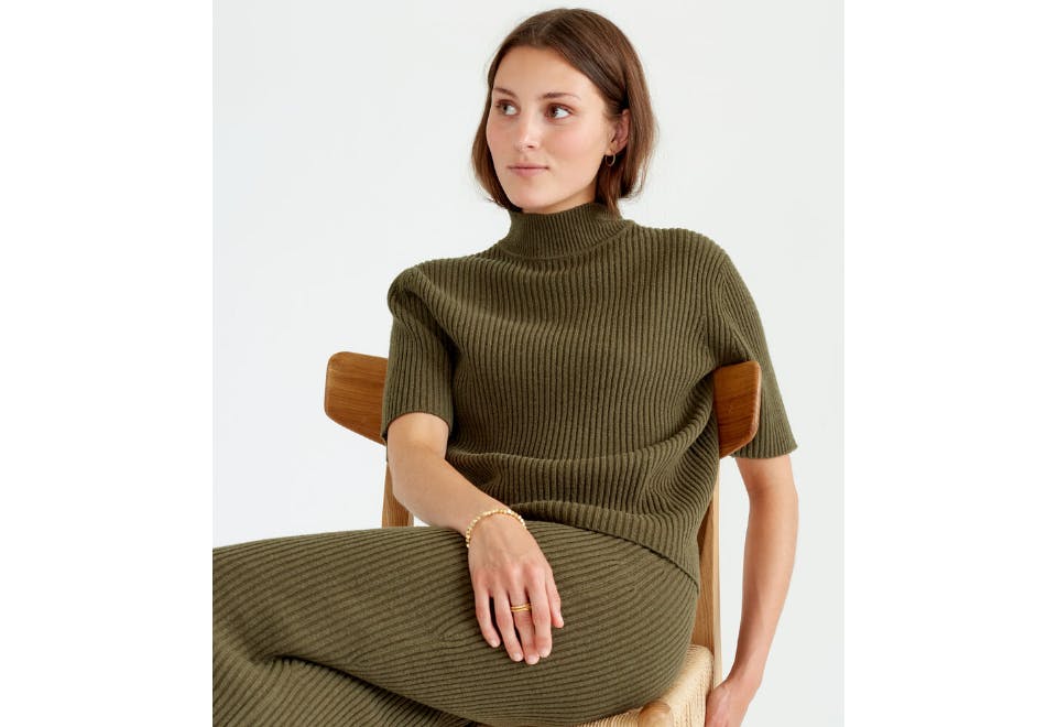 pierre Pierre Robert kortermet genser skjørt ribbestrikket