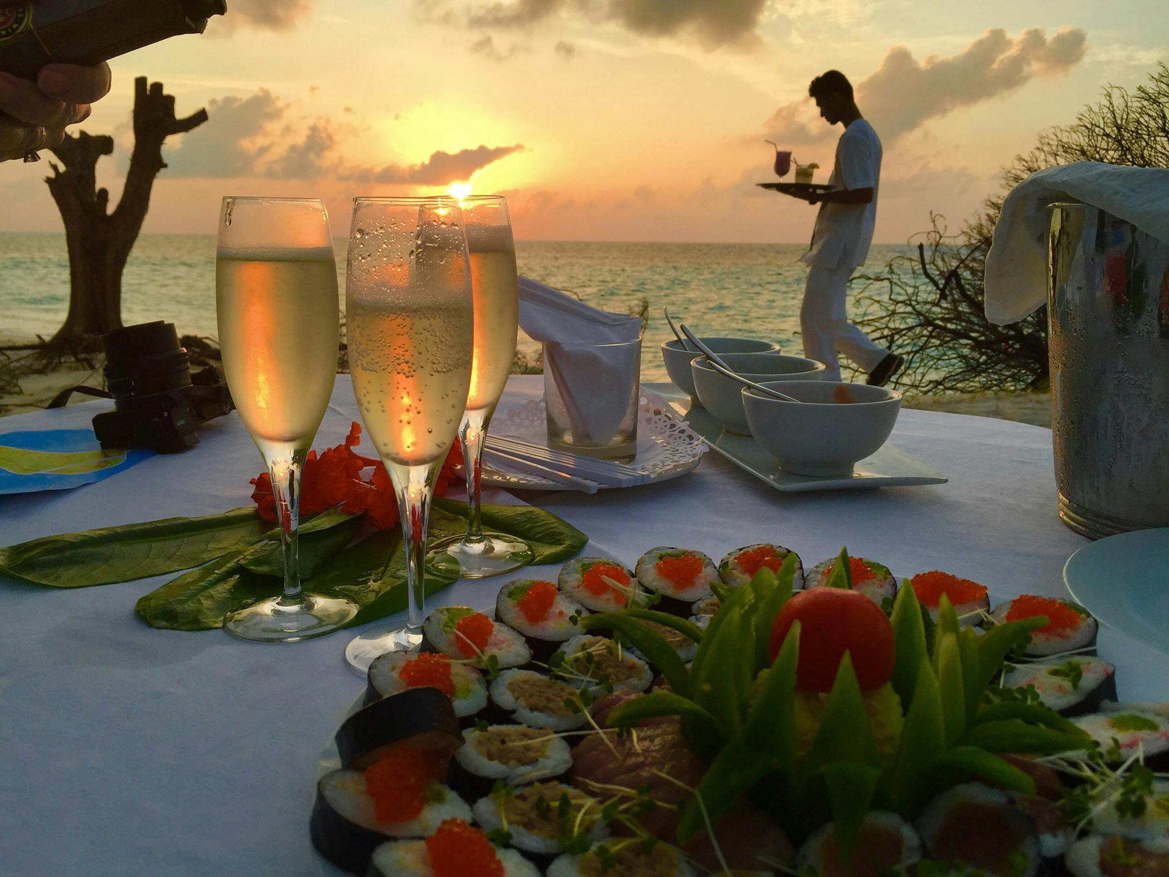 seychellene middag på stranden