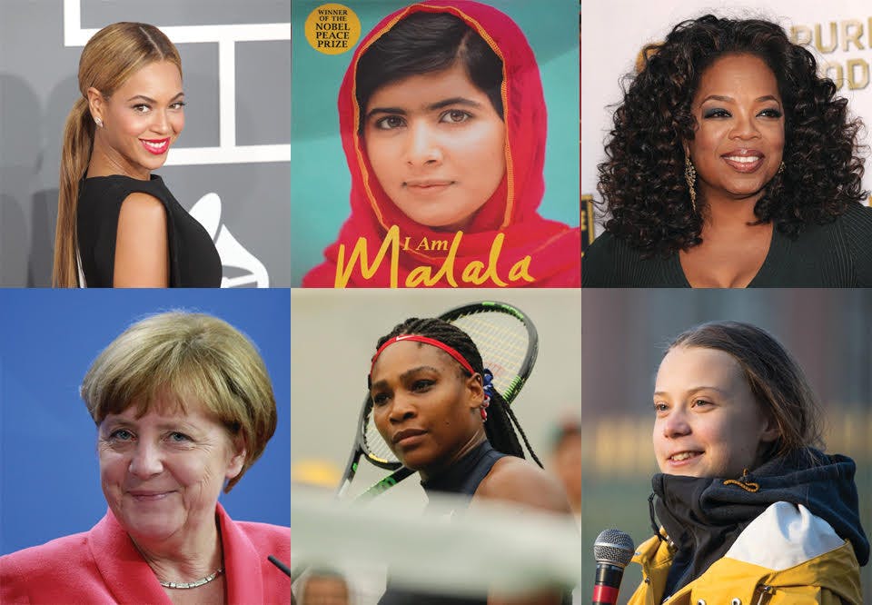 Greta Thunberg Beyoncé Angela Merkel Serena Williams Malala Oprah Winfrey